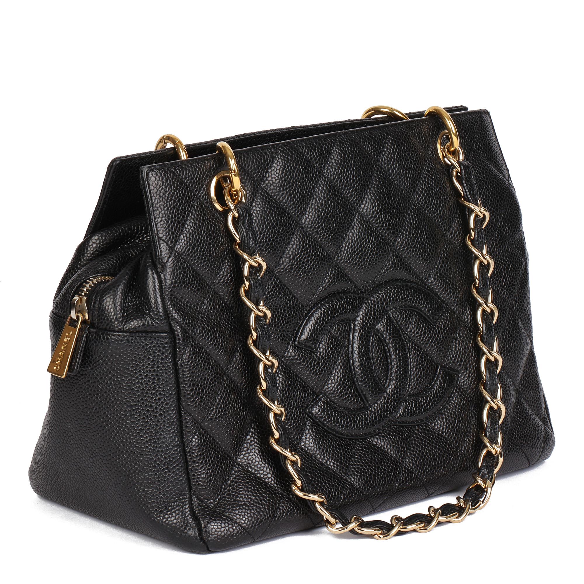 Chanel Grand Shopping tote in beige caviar gold hardware