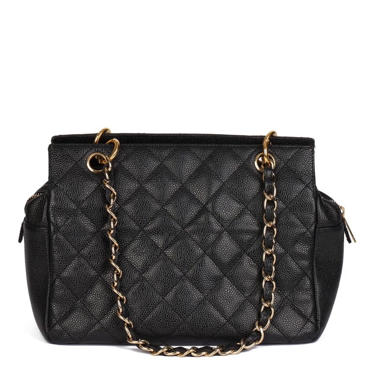 Chanel BLACK QUILTED CAVIAR LEATHER PETITE TIMELESS TOTE PTT at 1stDibs