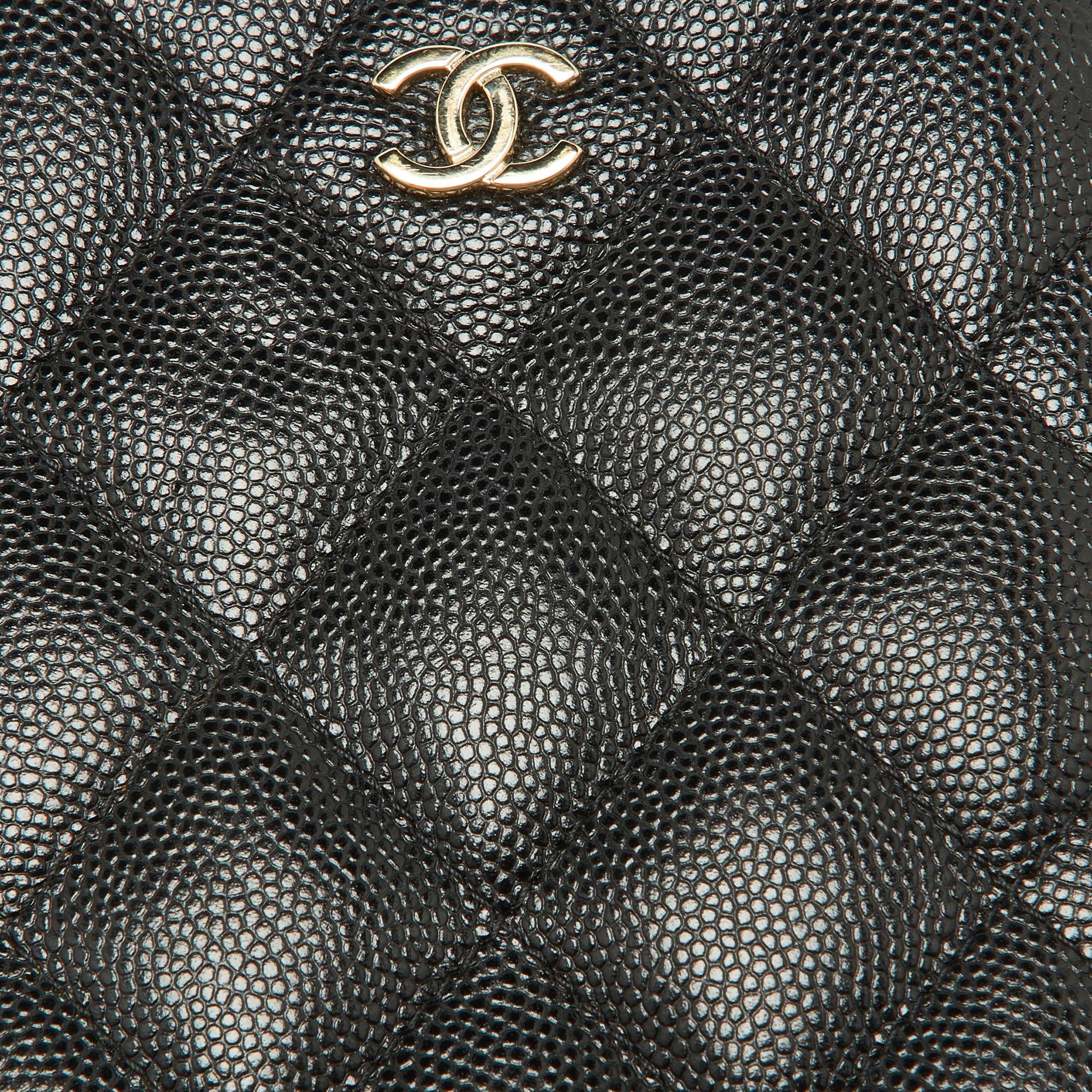 Chanel Black Quilted Caviar Leather Phone Holder Crossbody Bag 1