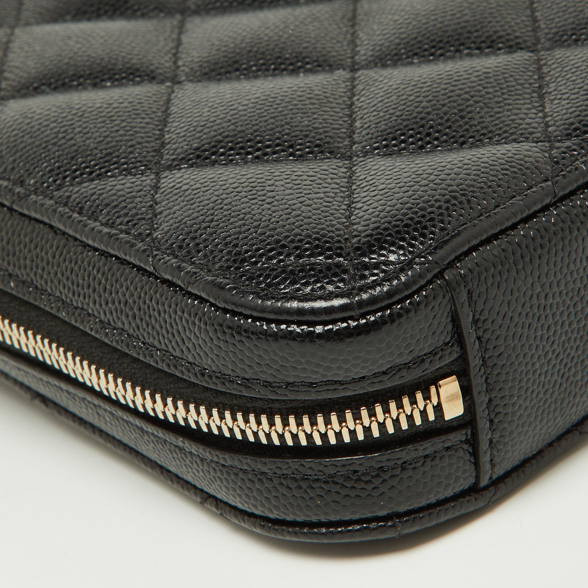 Chanel Black Quilted Caviar Leather Phone Holder Crossbody Bag 3