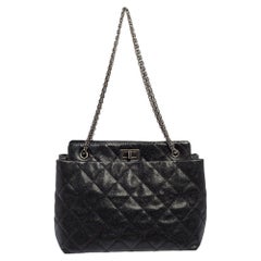 Chanel Black Quilted Caviar Leather Reissue 2.55 Tote