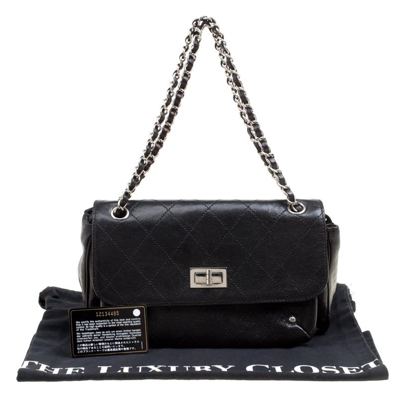 Chanel Black Quilted Caviar Leather Reissue Shoulder Bag 8