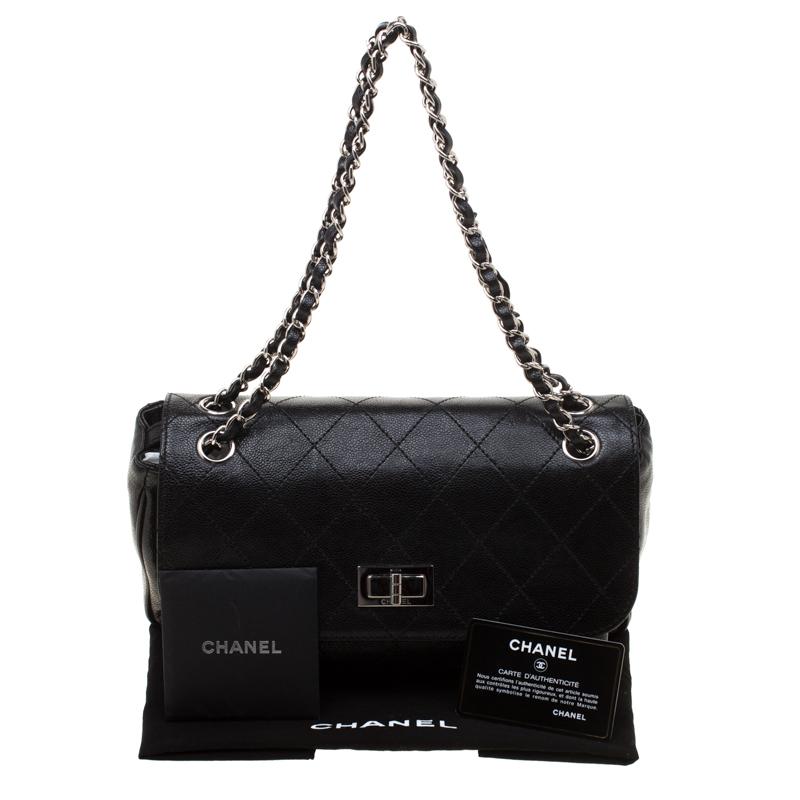 Chanel Black Quilted Caviar Leather Reissue Shoulder Bag 8