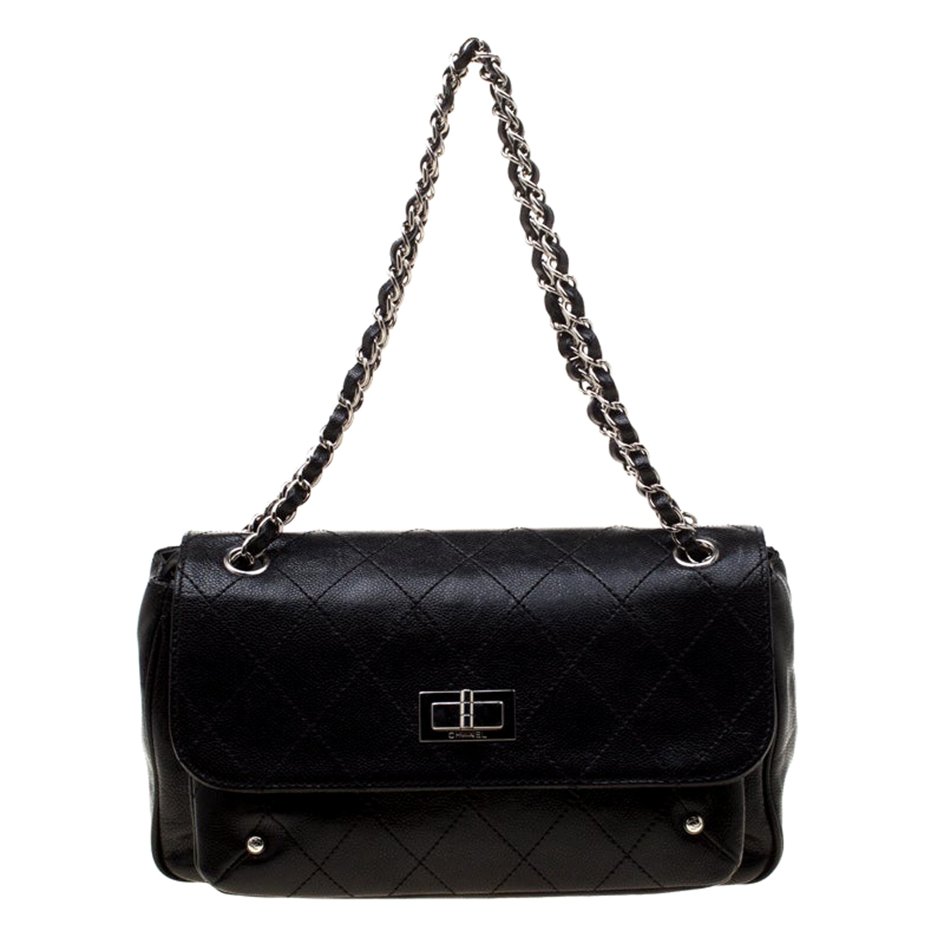 Chanel Black Quilted Caviar Leather Reissue Shoulder Bag