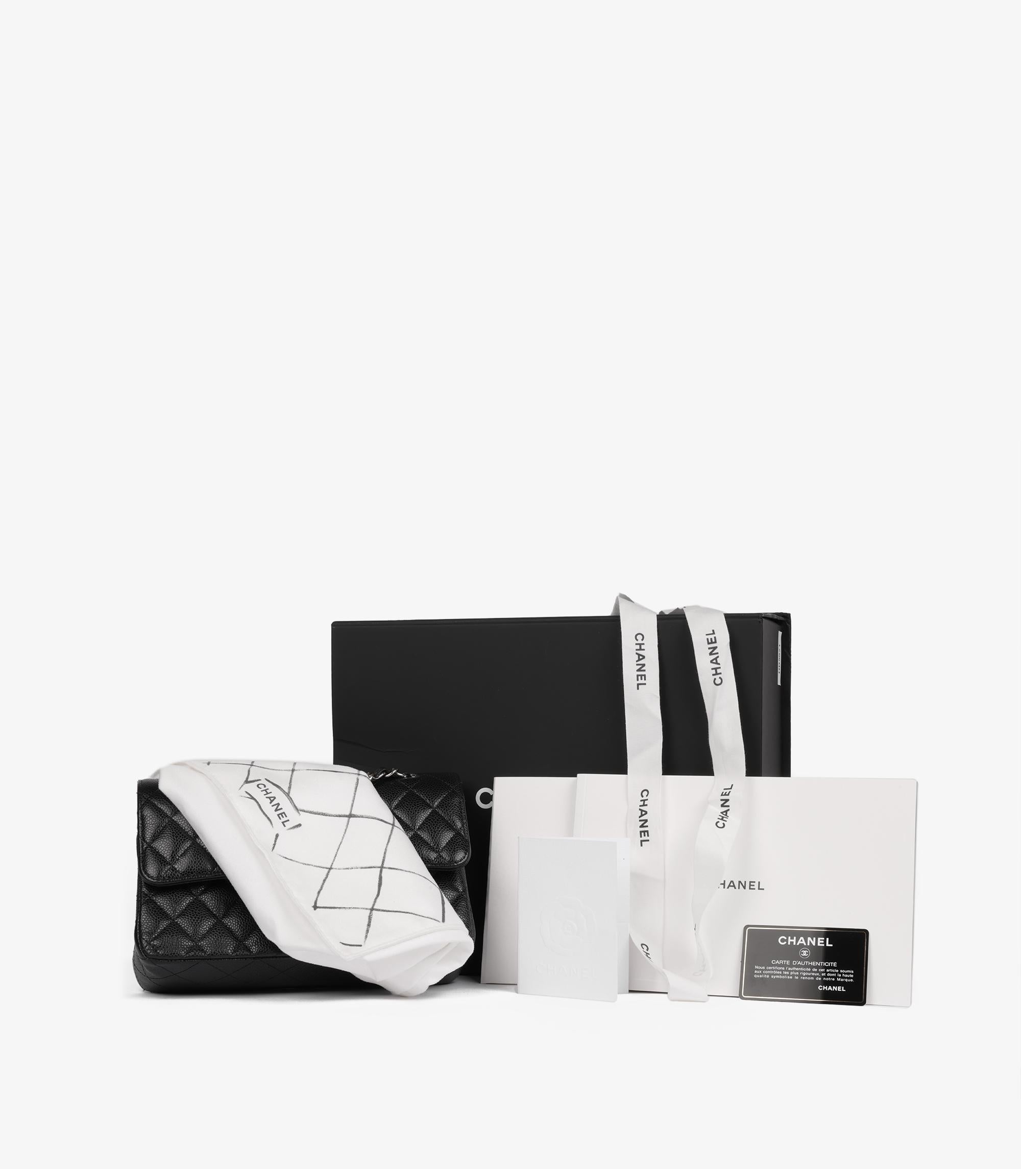 Chanel Black Quilted Caviar Leather Small Classic Double Flap Bag For Sale 7