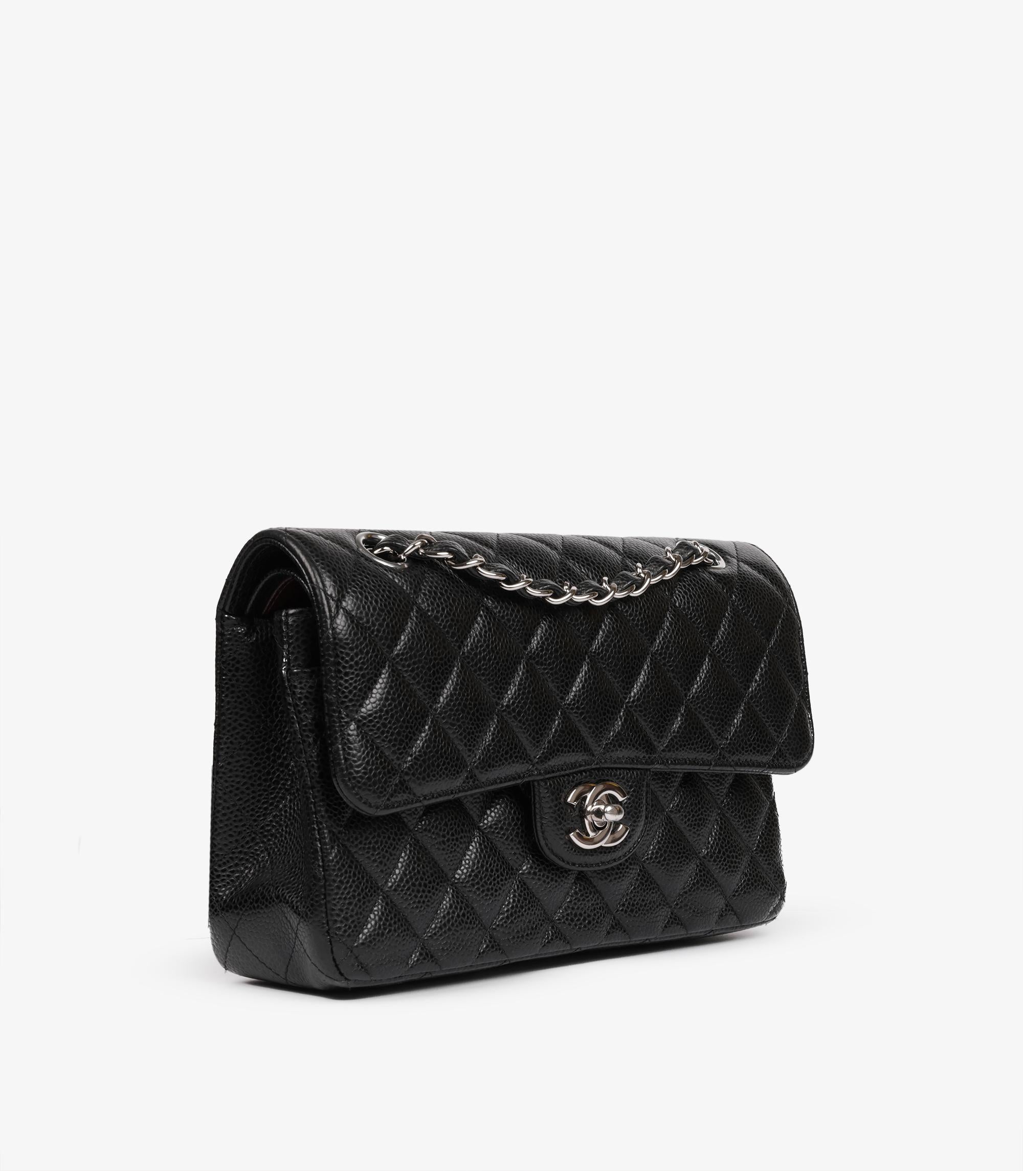 Chanel Black Quilted Caviar Leather Small Classic Double Flap Bag In Excellent Condition For Sale In Bishop's Stortford, Hertfordshire