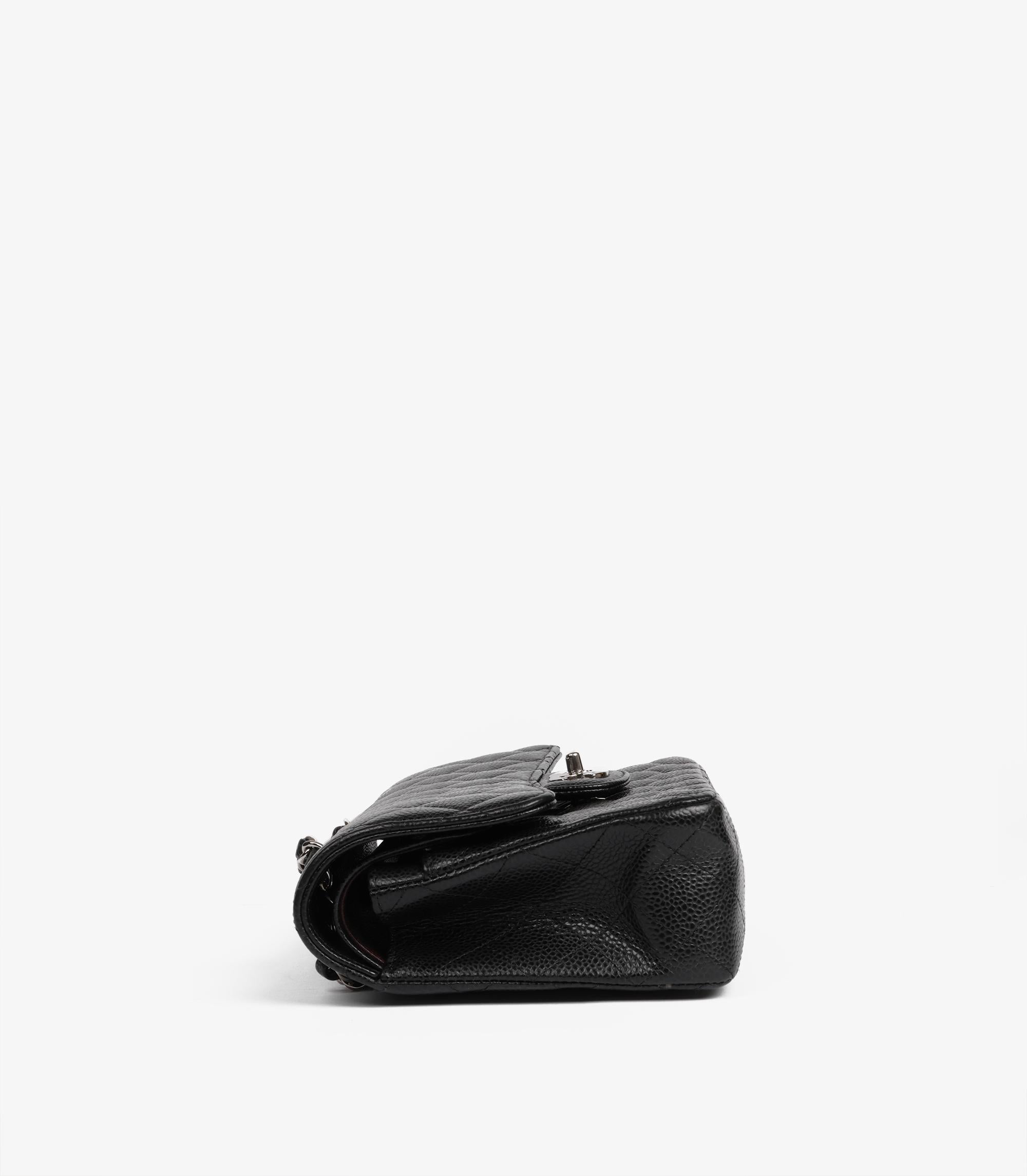 Women's or Men's Chanel Black Quilted Caviar Leather Small Classic Double Flap Bag For Sale
