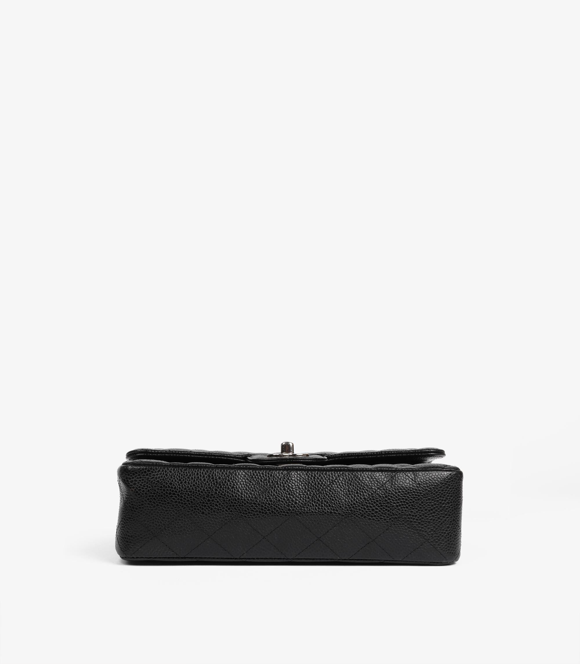 Chanel Black Quilted Caviar Leather Small Classic Double Flap Bag For Sale 1
