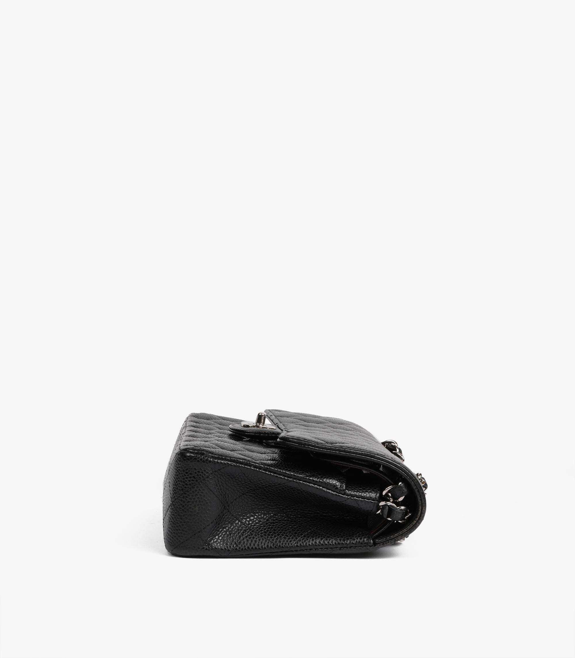 Chanel Black Quilted Caviar Leather Small Classic Double Flap Bag For Sale 2