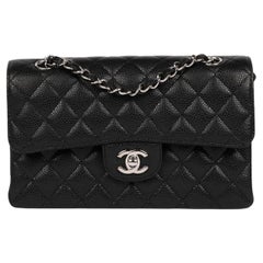 Chanel Black Quilted Caviar Leather Small Classic Double Flap Bag