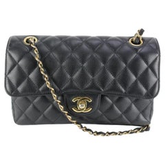 Chanel Black Quilted Caviar Leather Small Classic Double Flap Gold HW 75cz513