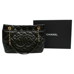 Chanel Black Quilted Caviar Leather Timeless Shopper Tote