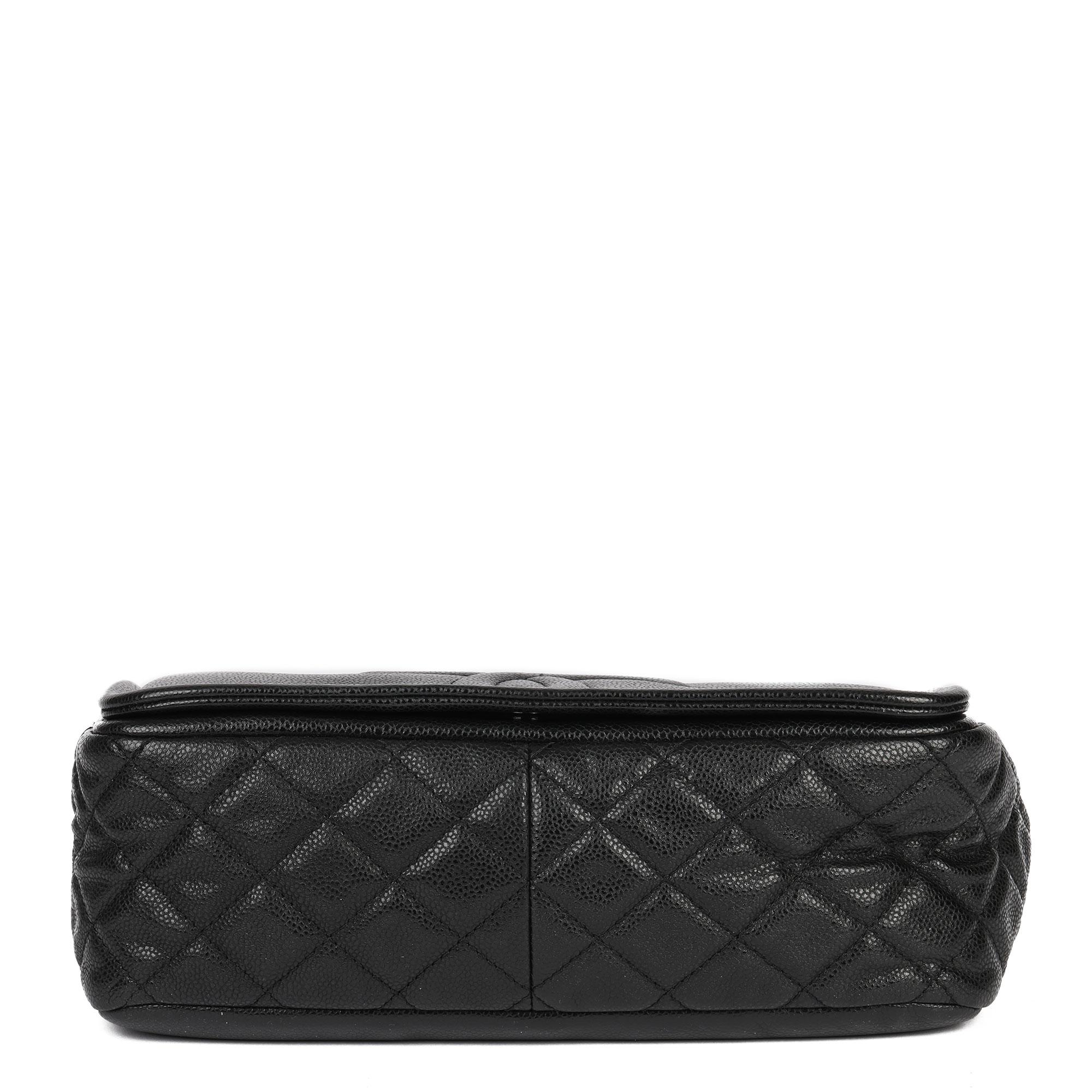 Chanel Black Quilted Caviar Leather Timeless Single Flap Bag 2