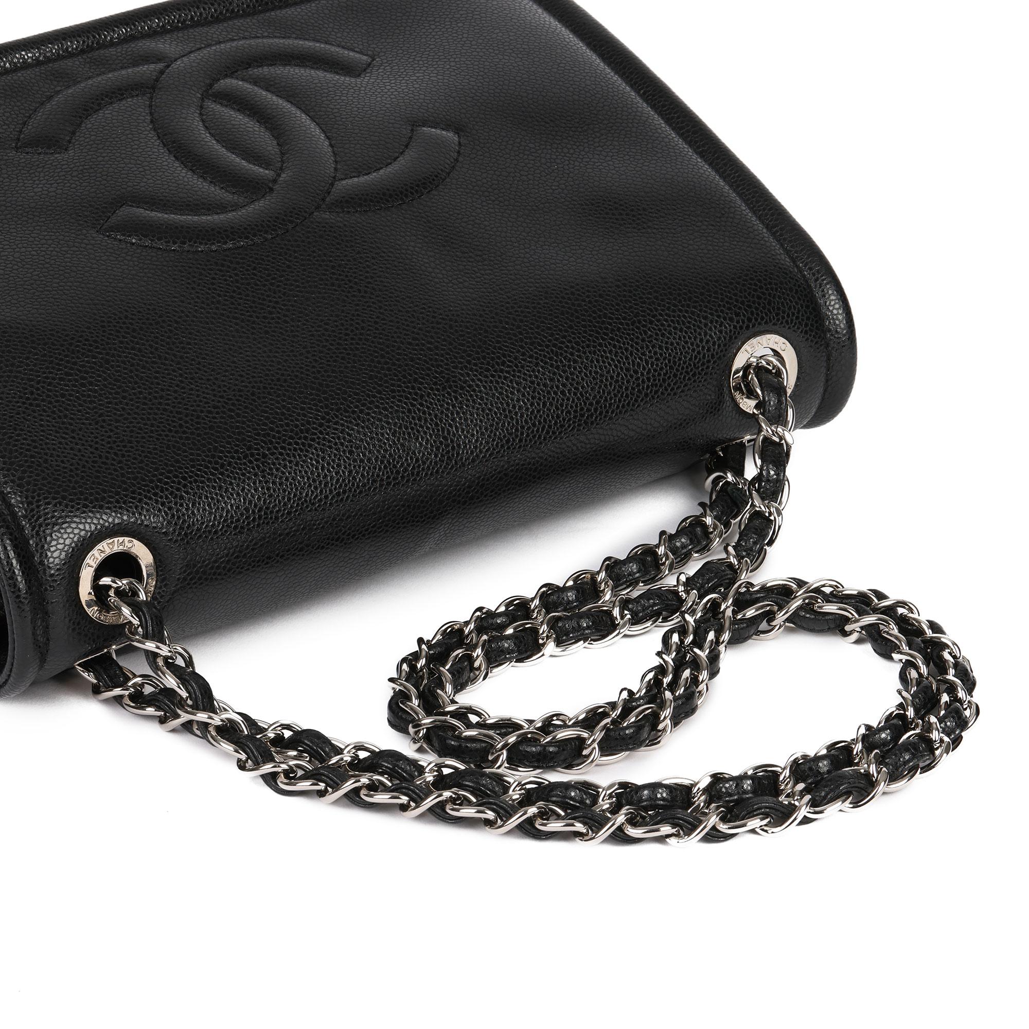 Chanel Black Quilted Caviar Leather Timeless Single Flap Bag 4