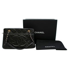 Chanel Black Quilted Caviar Leather Timeless Tote Bag 33cm