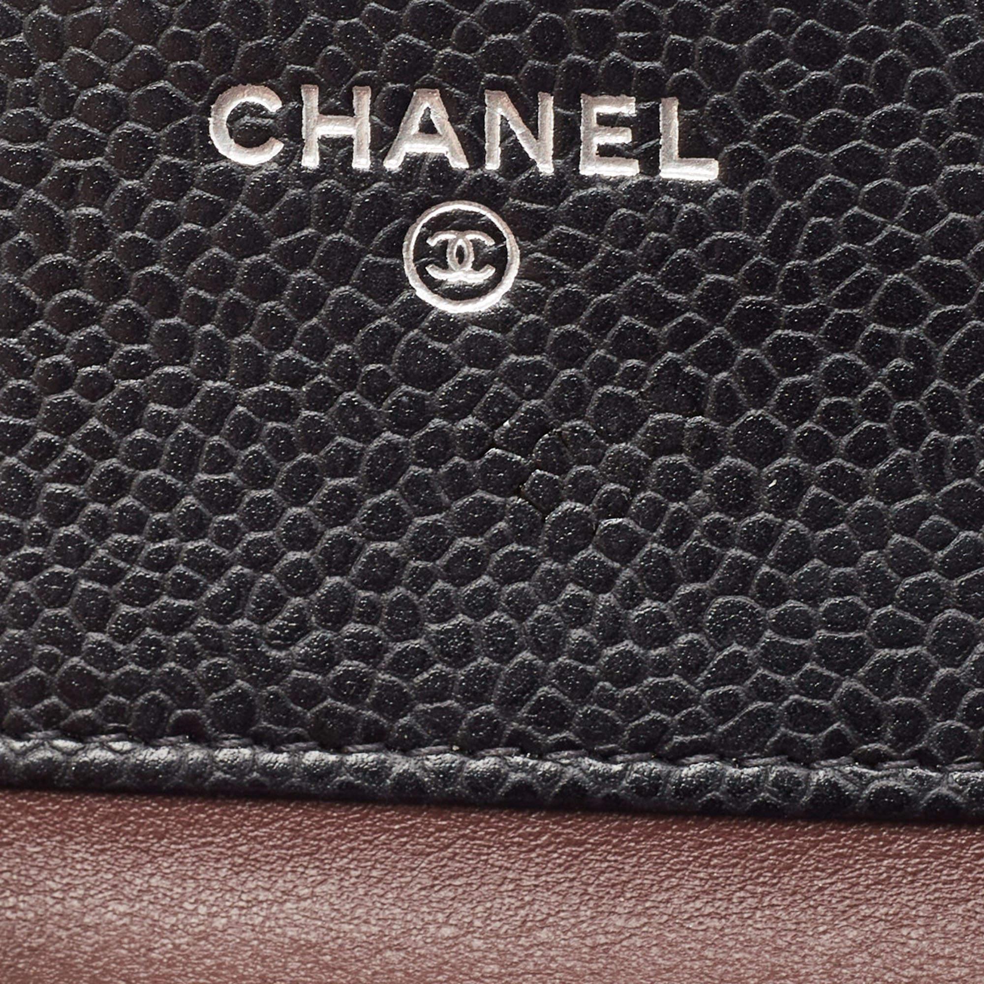 Chanel Black Quilted Caviar Leather Trifold CC Wallet For Sale 1