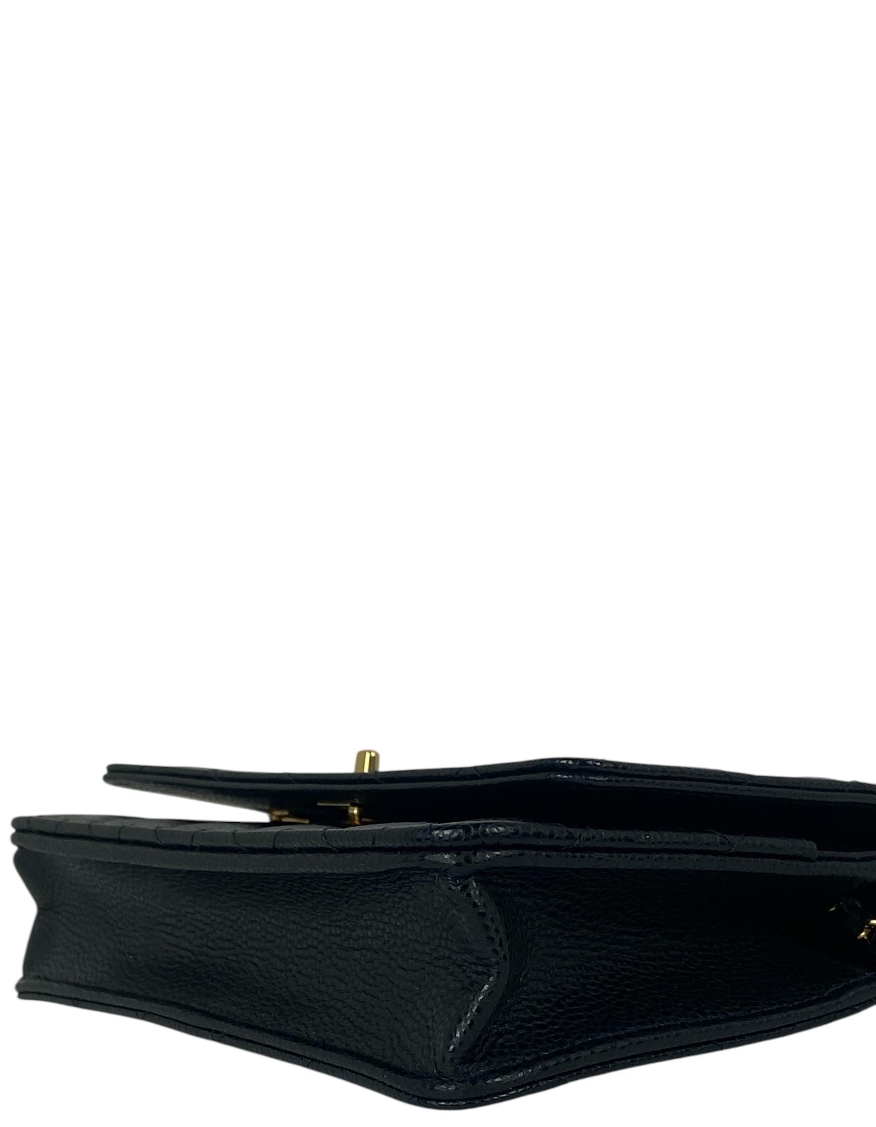 Chanel Black Quilted Caviar Leather Twistlock CC Wallet On Chain WOC Crossbody 1