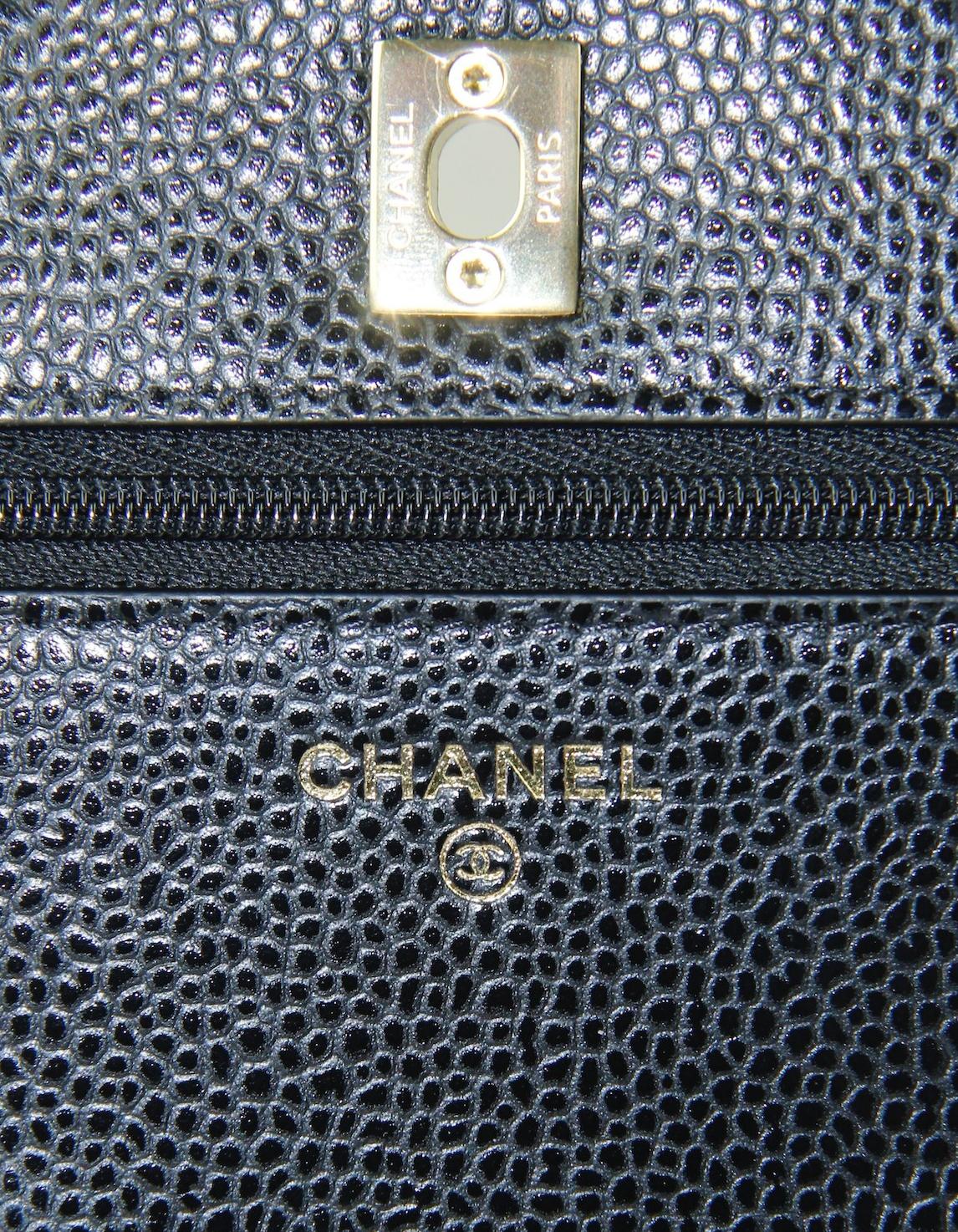 Chanel Black Quilted Caviar Leather Twistlock CC Wallet On Chain WOC Crossbody 4