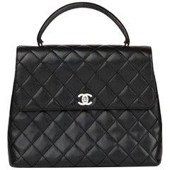 Chanel Black Quilted Caviar Leather Vintage Classic Kelly Bag, 1998
