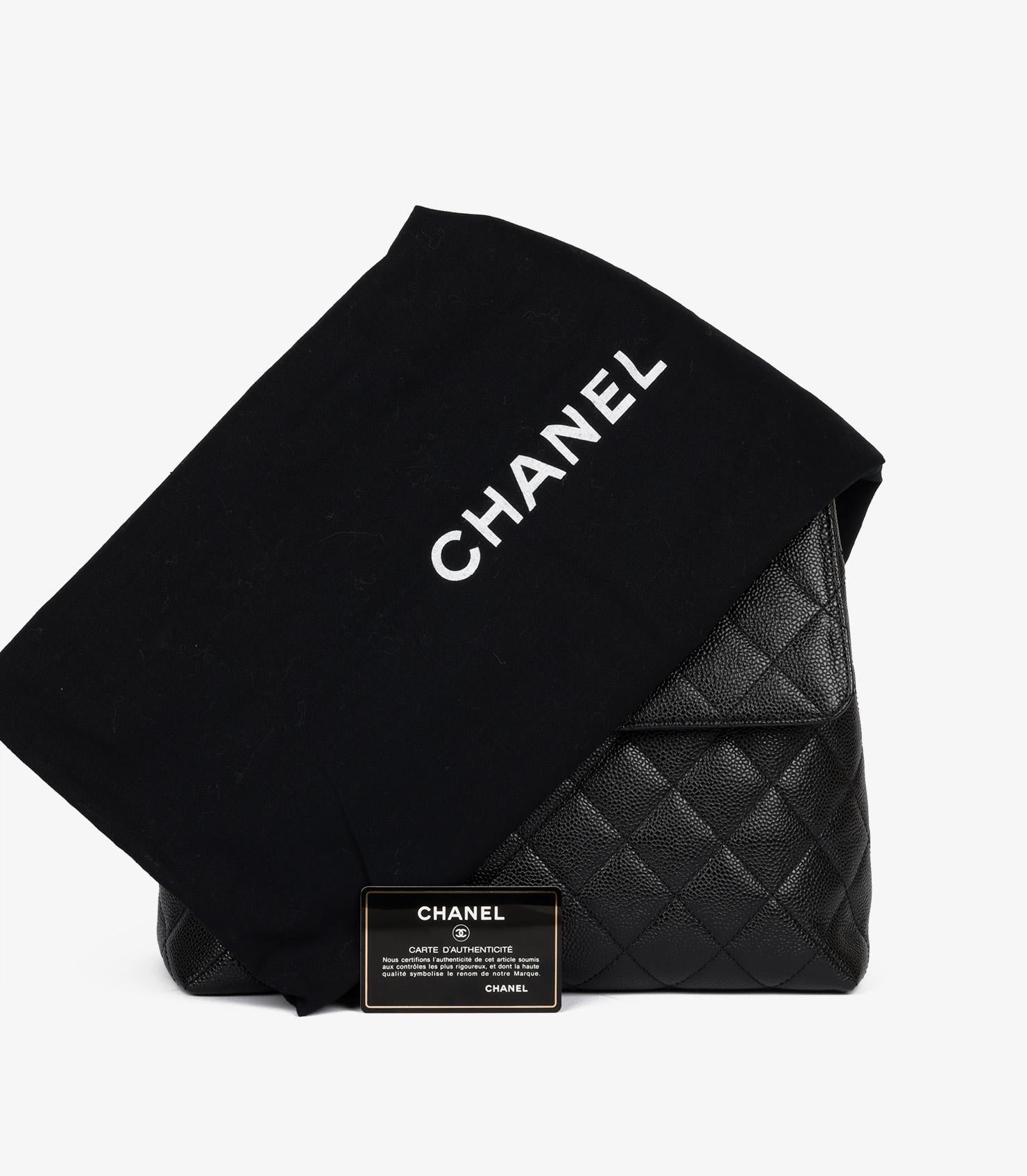 Chanel Black Quilted Caviar Leather Vintage Classic Kelly For Sale 6