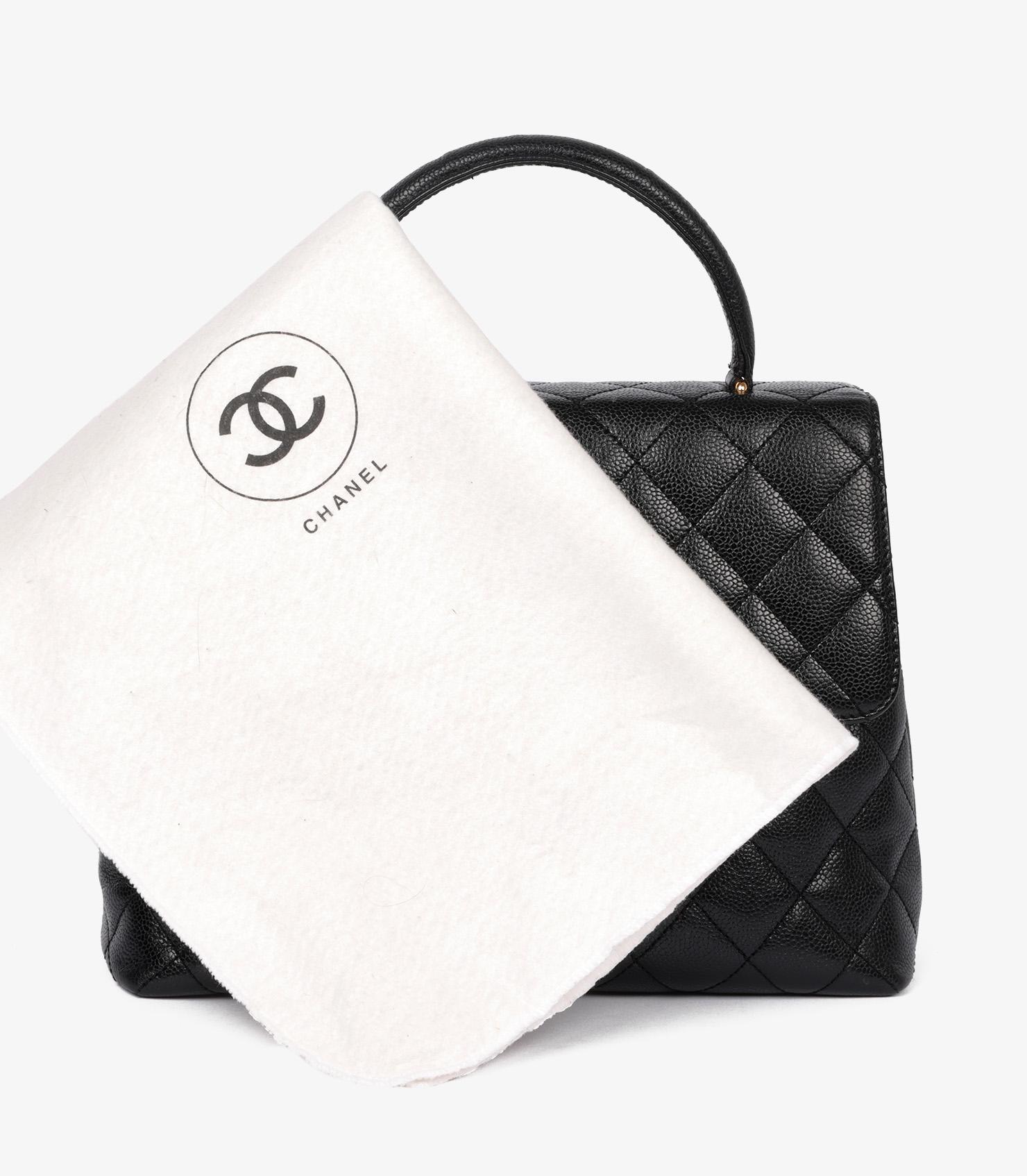 Chanel Black Quilted Caviar Leather Vintage Classic Kelly For Sale 6