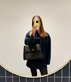 Chanel Black Quilted Caviar Leather Vintage Classic Kelly