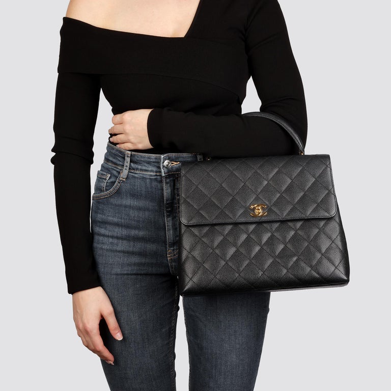 CHANEL Black Quilted Caviar Leather Vintage Classic Kelly at 1stDibs