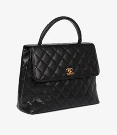 Chanel Black Quilted Caviar Leather Vintage Classic Kelly
