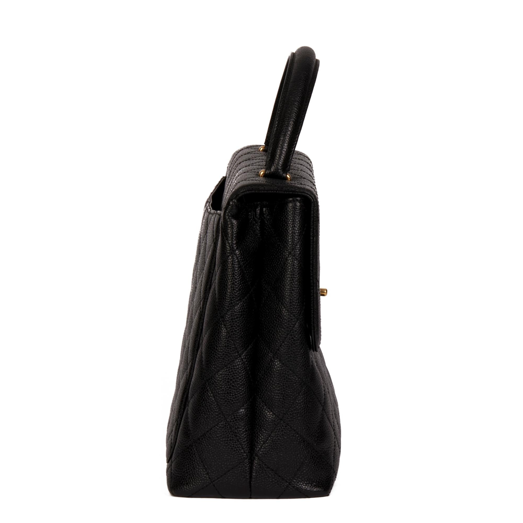 CHANEL Black Quilted Caviar Leather Vintage Classic Kelly In Excellent Condition In Bishop's Stortford, Hertfordshire