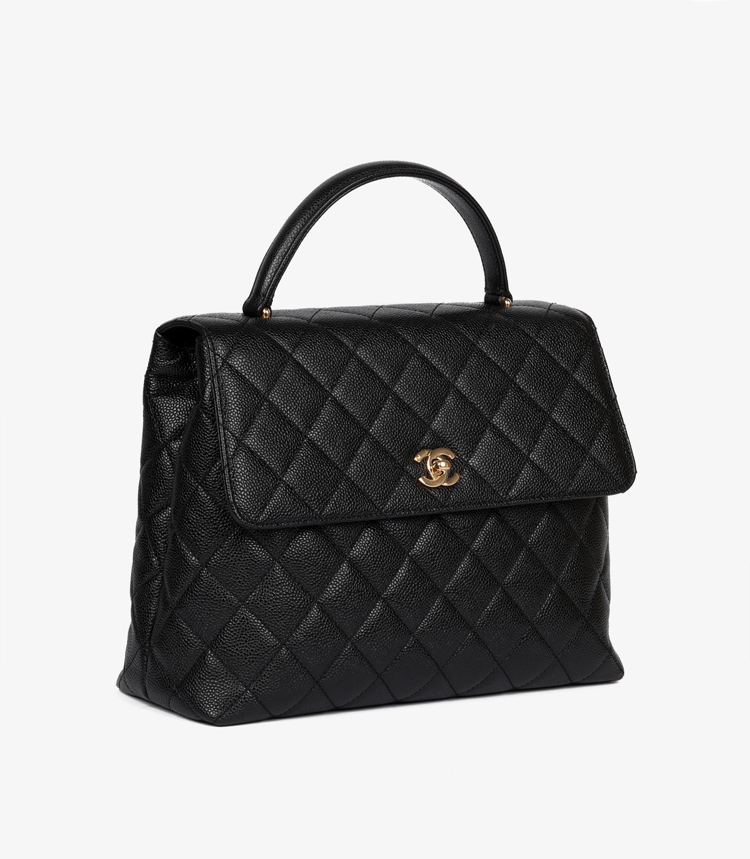 Chanel Black Quilted Caviar Leather Vintage Classic Kelly In Excellent Condition For Sale In Bishop's Stortford, Hertfordshire