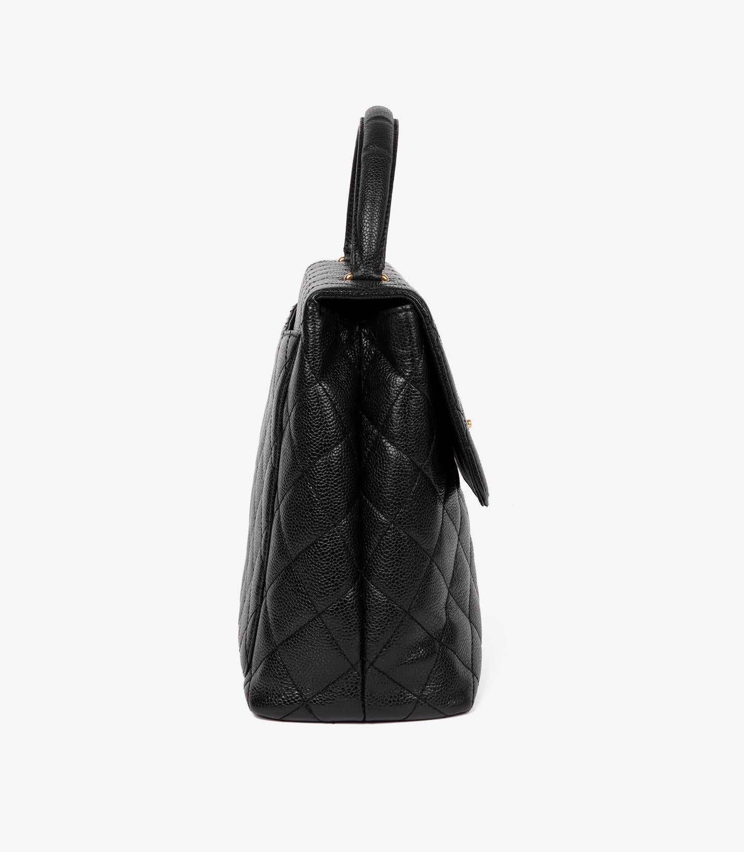 Chanel Black Quilted Caviar Leather Vintage Classic Kelly In Good Condition For Sale In Bishop's Stortford, Hertfordshire