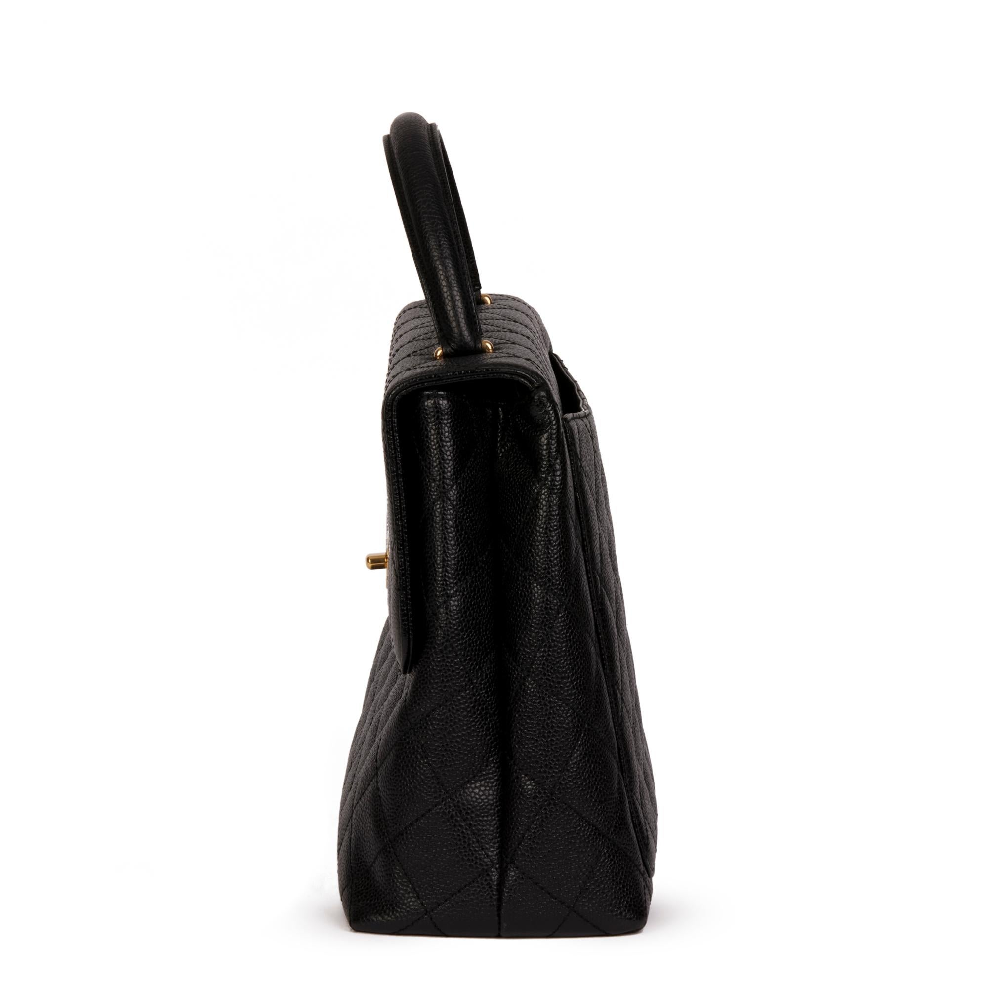 Women's CHANEL Black Quilted Caviar Leather Vintage Classic Kelly