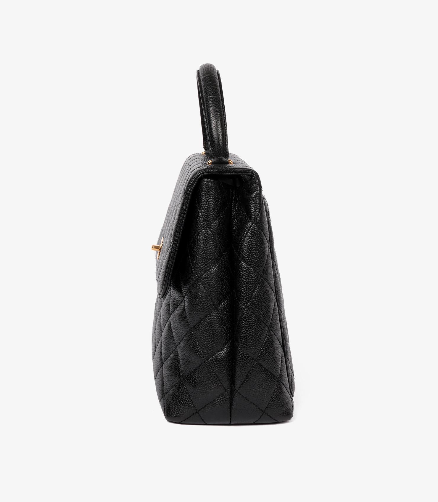 Women's or Men's Chanel Black Quilted Caviar Leather Vintage Classic Kelly For Sale