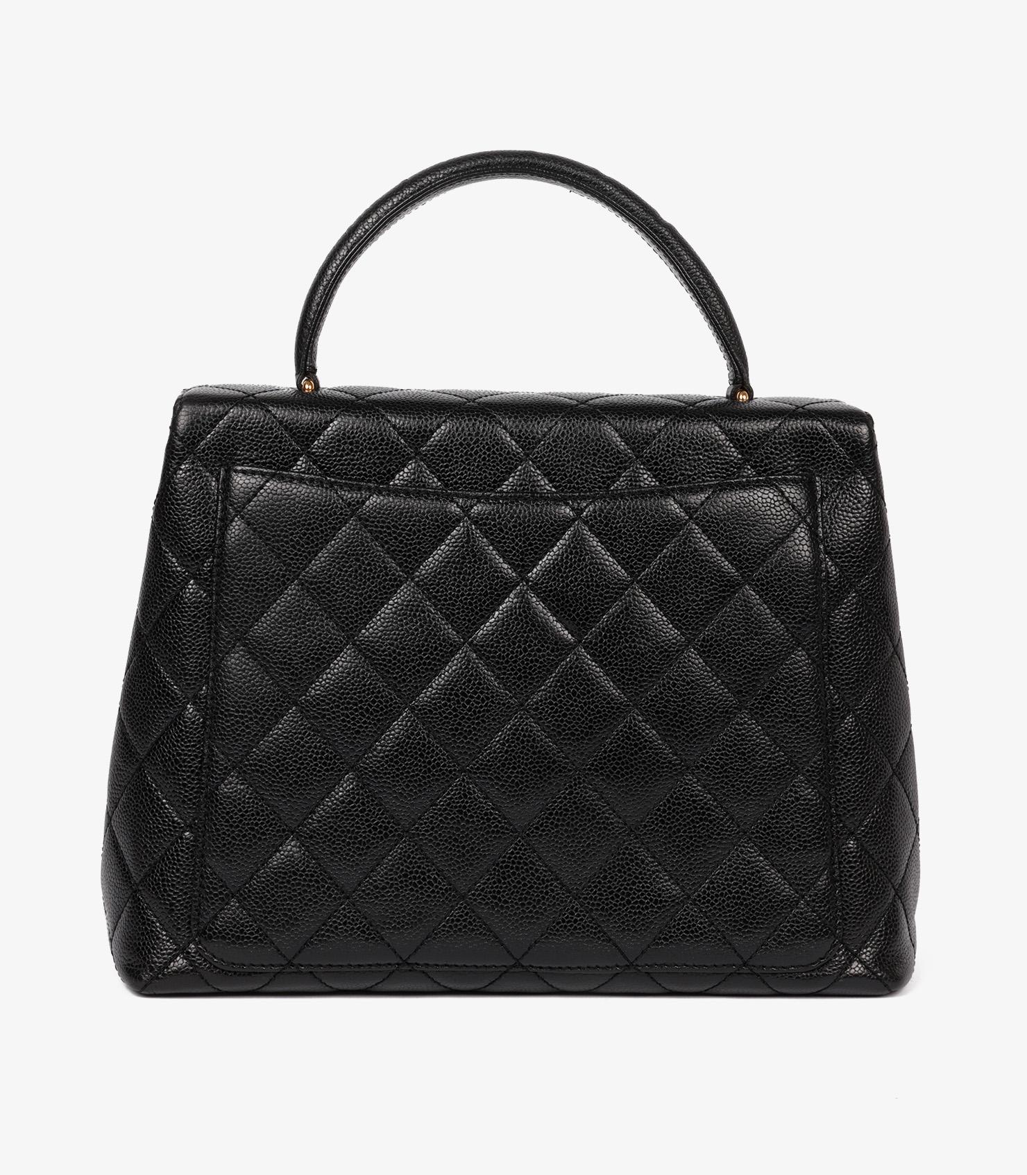 Chanel Black Quilted Caviar Leather Vintage Classic Kelly For Sale 1