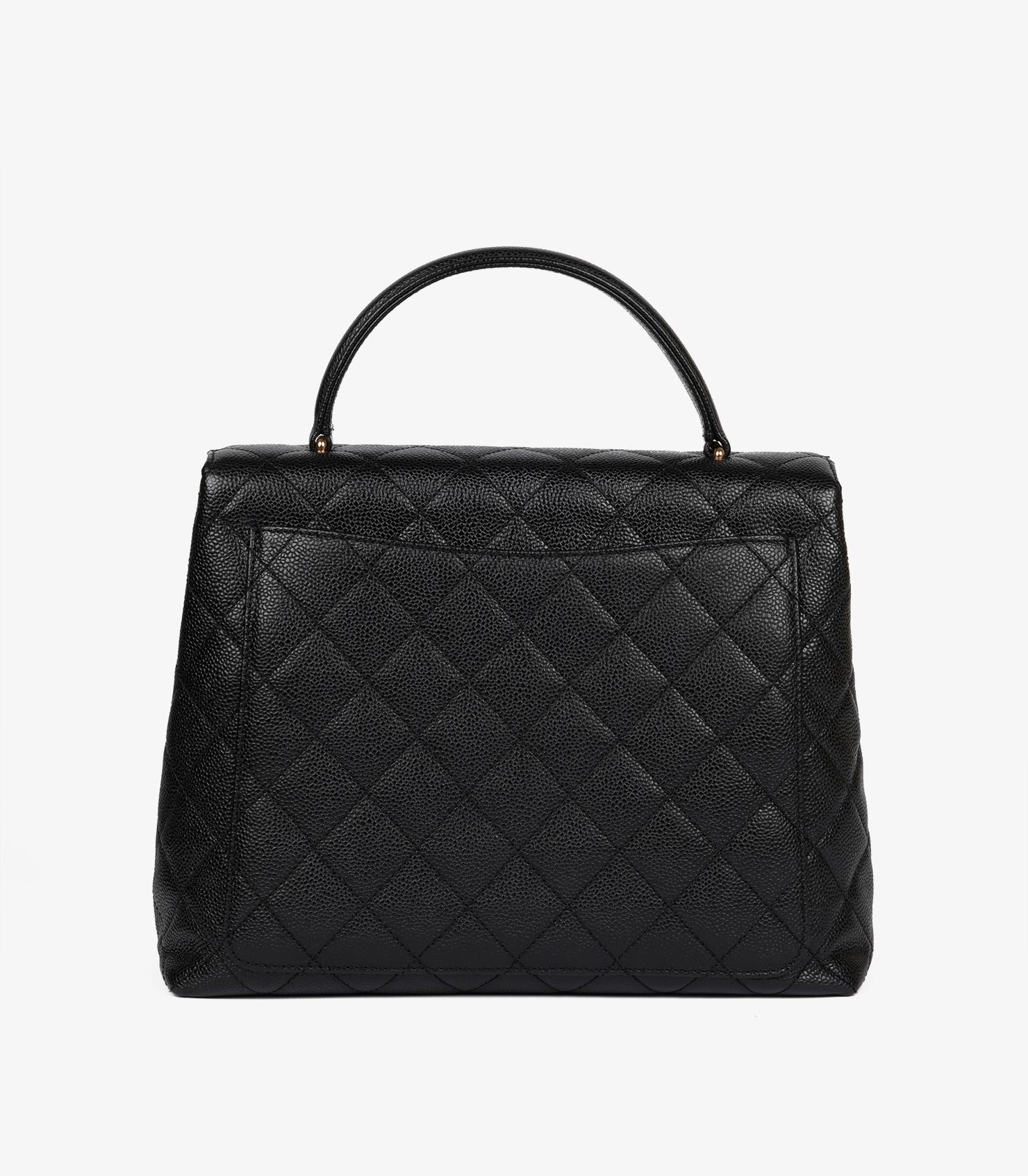 Chanel Black Quilted Caviar Leather Vintage Classic Kelly For Sale 1