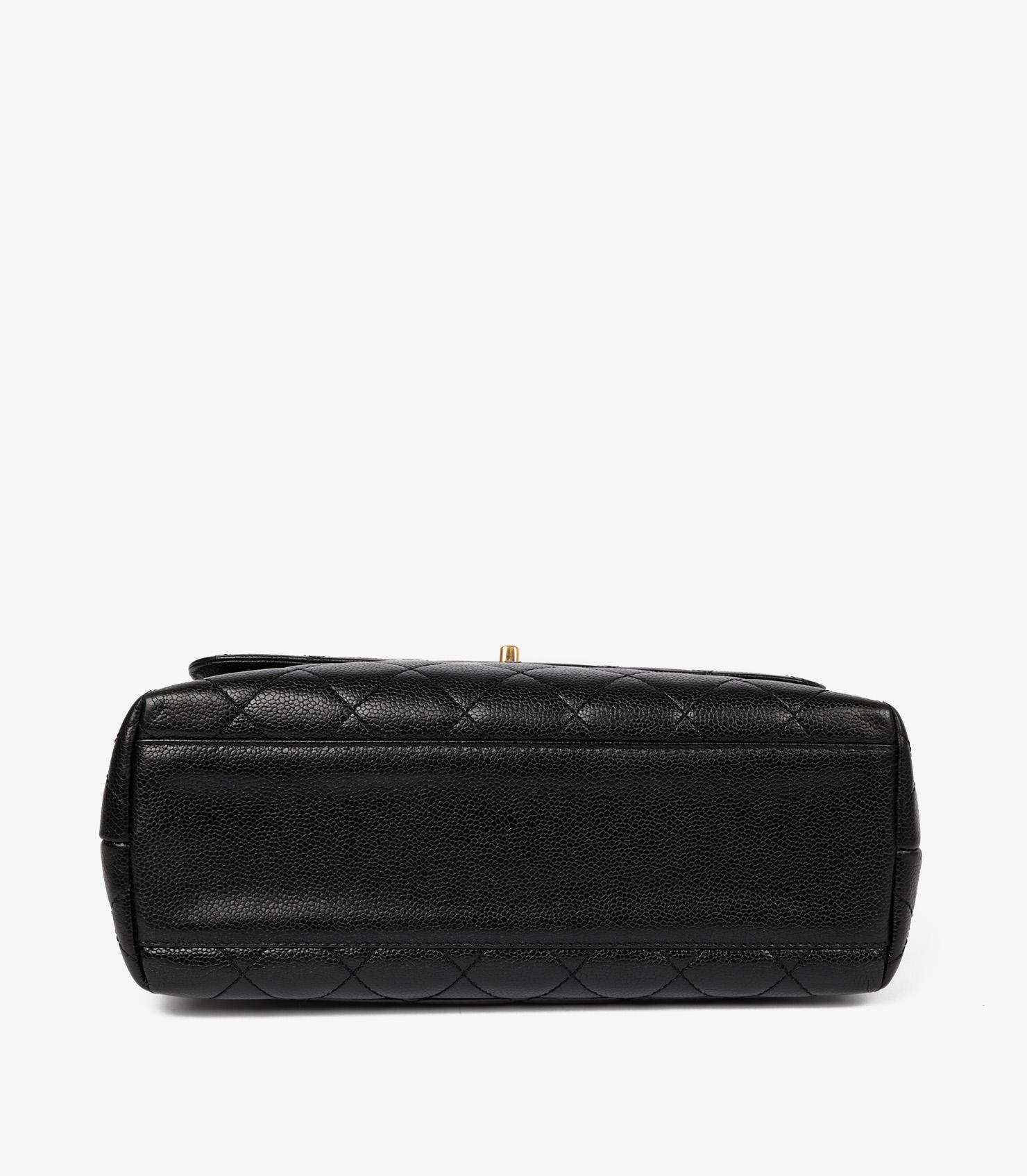Chanel Black Quilted Caviar Leather Vintage Classic Kelly For Sale 2