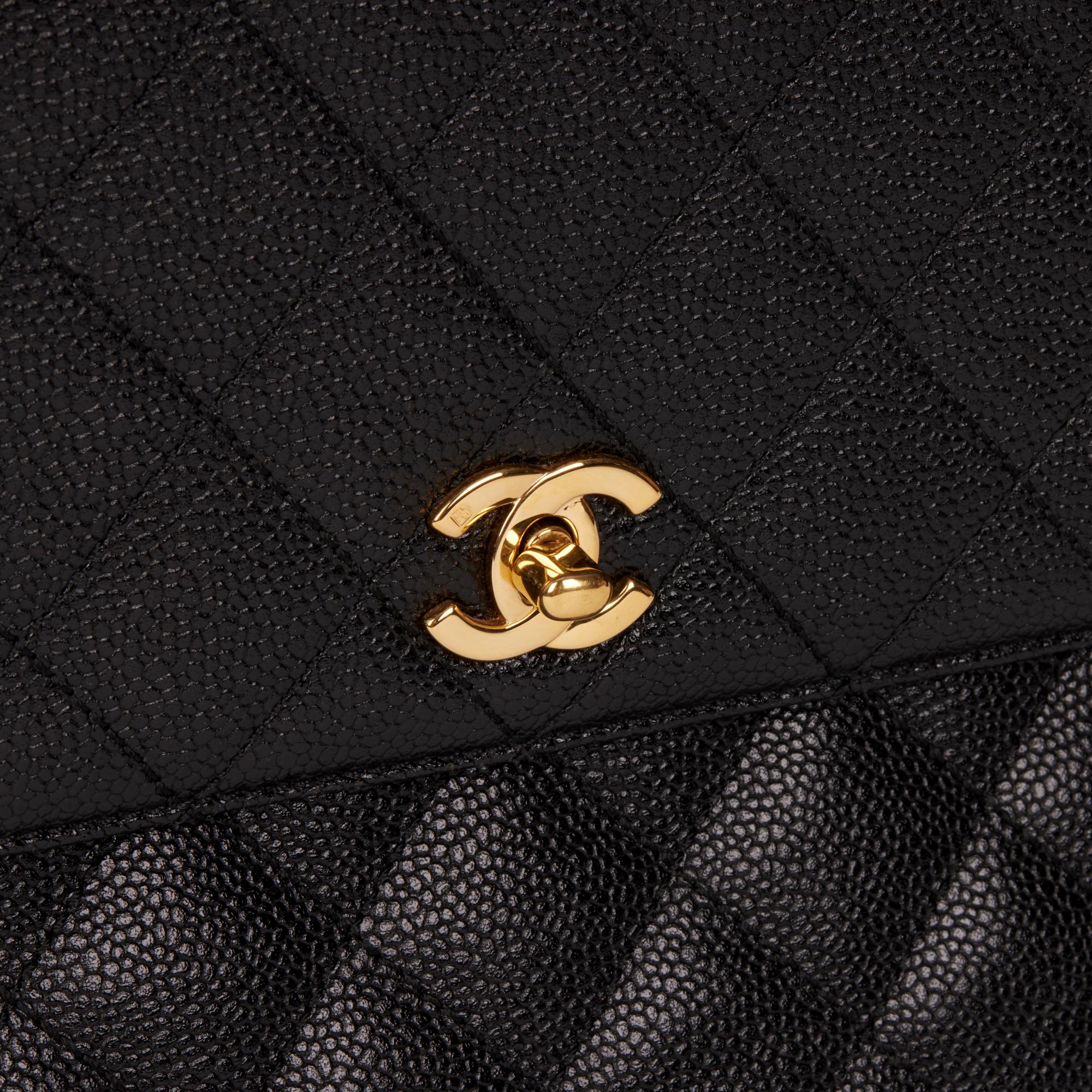 CHANEL Black Quilted Caviar Leather Vintage Classic Kelly 1