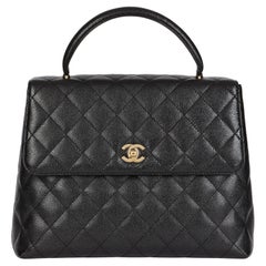 CHANEL Black Quilted Caviar Leather Vintage Classic Kelly