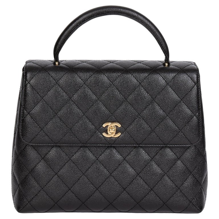 CHANEL Black Quilted Caviar Leather Vintage Classic Kelly For Sale at ...