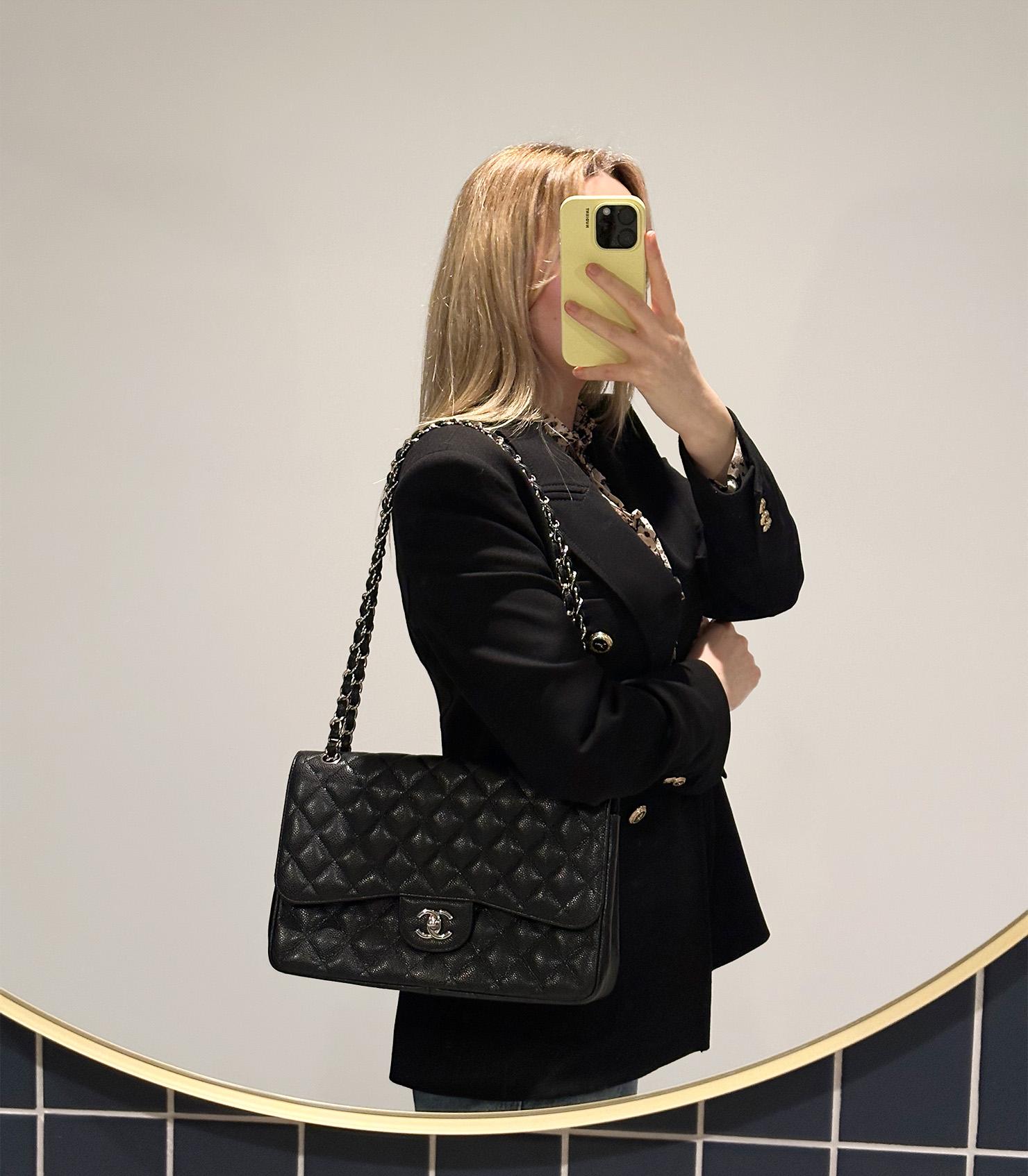 Chanel Black Quilted Caviar Leather Vintage Jumbo Classic Double Flap Bag

Product Details
Xupes Ref: HB5789
Brand: Chanel
Model: Jumbo Classic Double Flap Bag
Type: Shoulder
Serial Number: 8358776
Age: 2003
RRP: £9,540
Accompanied By: Chanel Dust