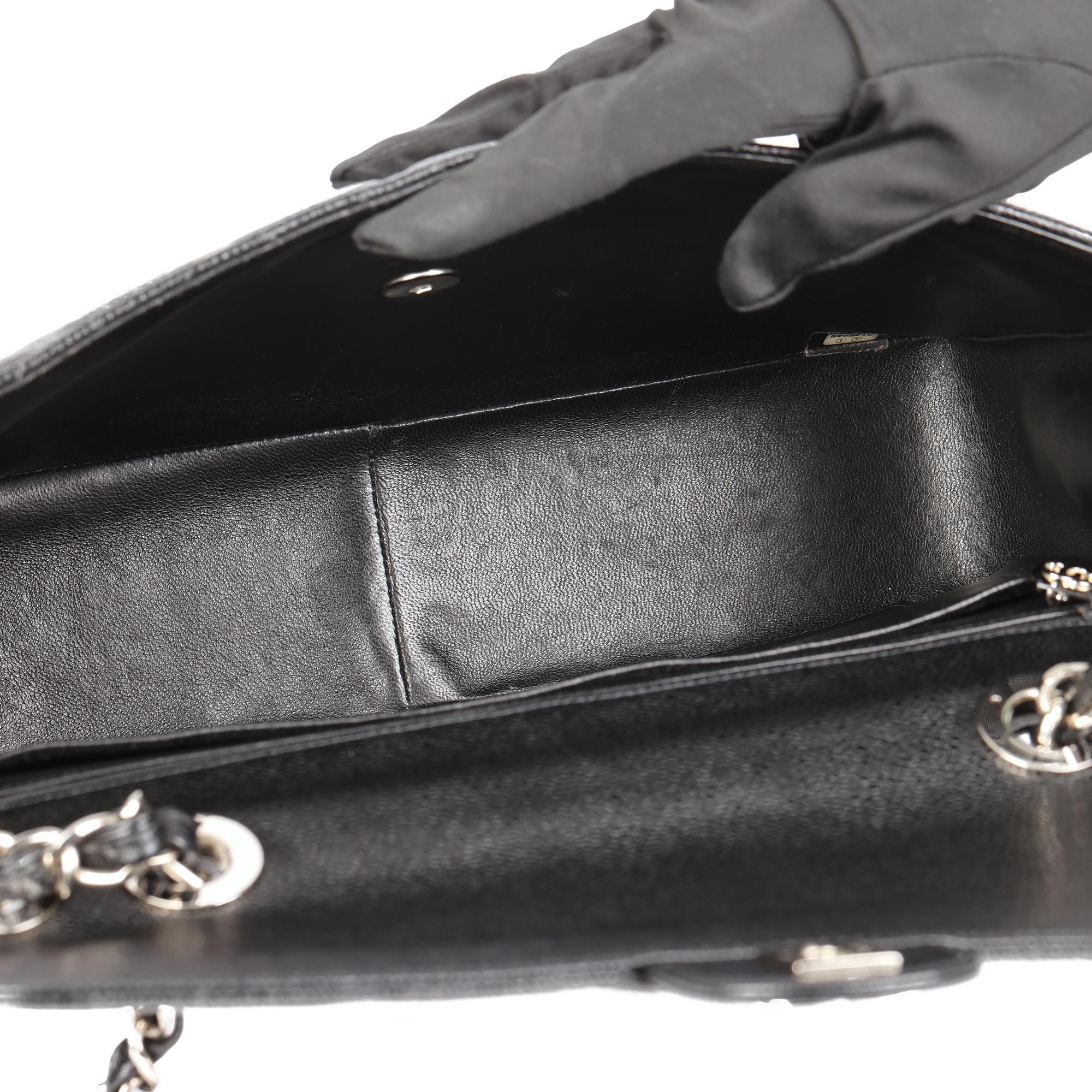 CHANEL Black Quilted Caviar Leather Vintage Jumbo Classic Single Flap Bag 7