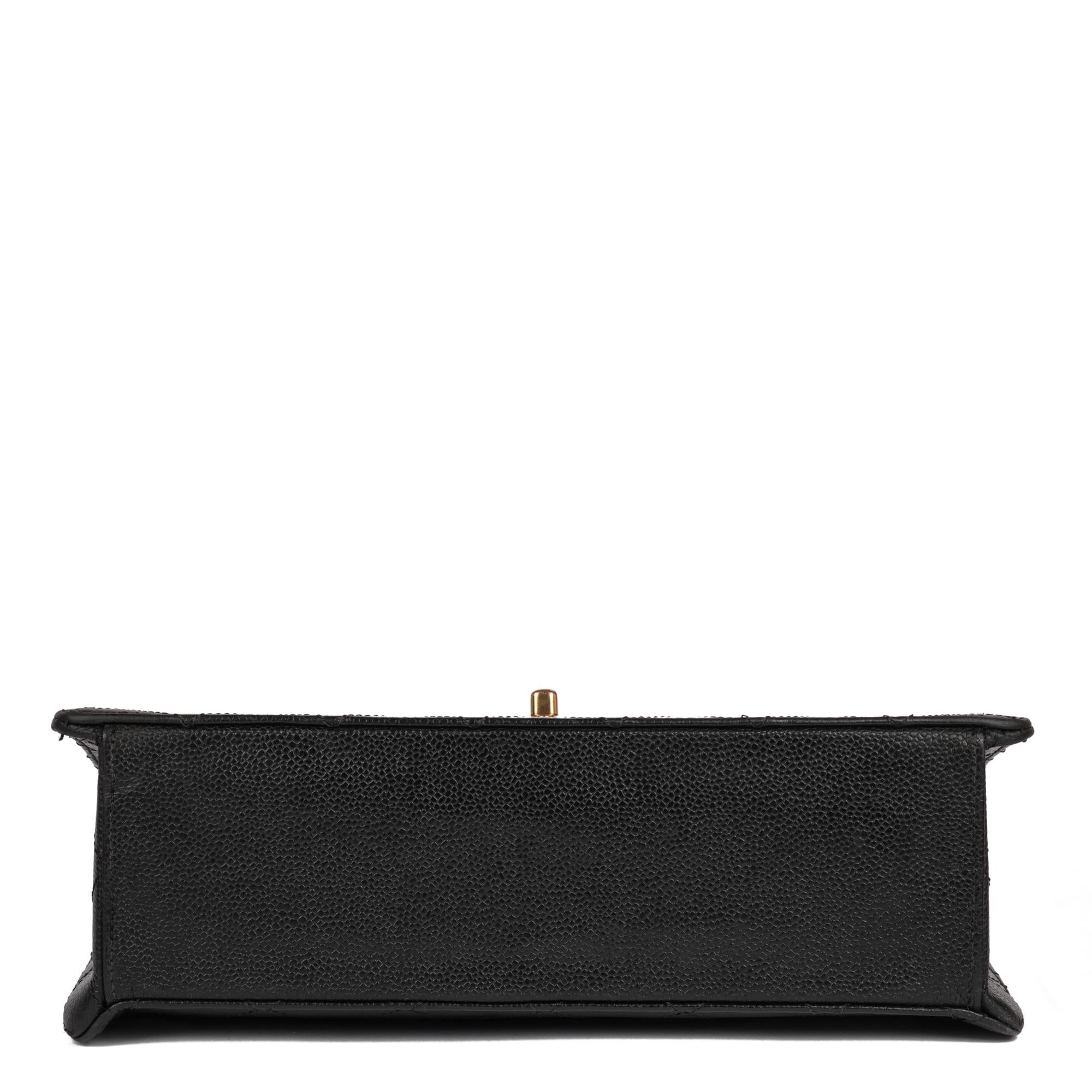 CHANEL Schwarzes gestepptes Kaviarleder Vintage Jumbo Classic Single Flap Bag im Angebot 2