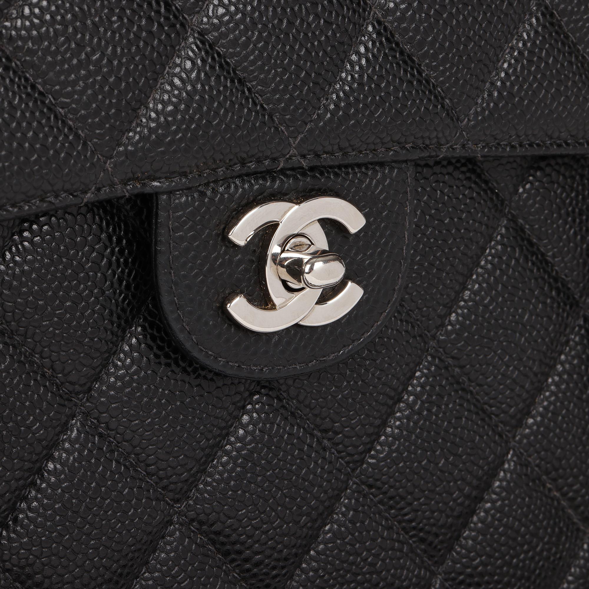 CHANEL Black Quilted Caviar Leather Vintage Jumbo Classic Single Flap Bag 3