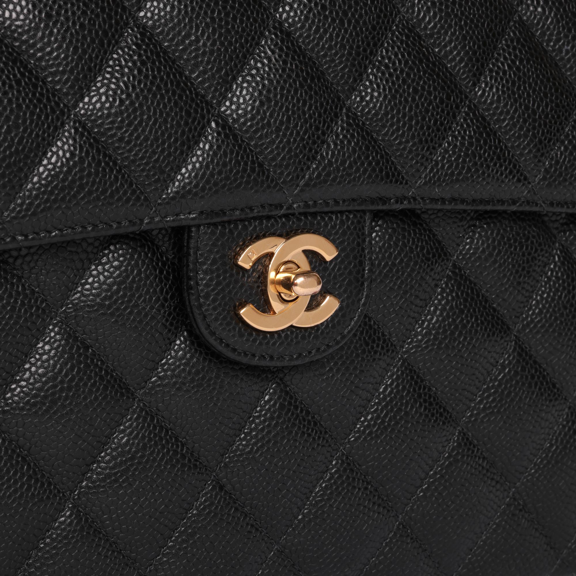 Chanel Black Quilted Caviar Leather Vintage Jumbo Classic Single Flap Bag 3
