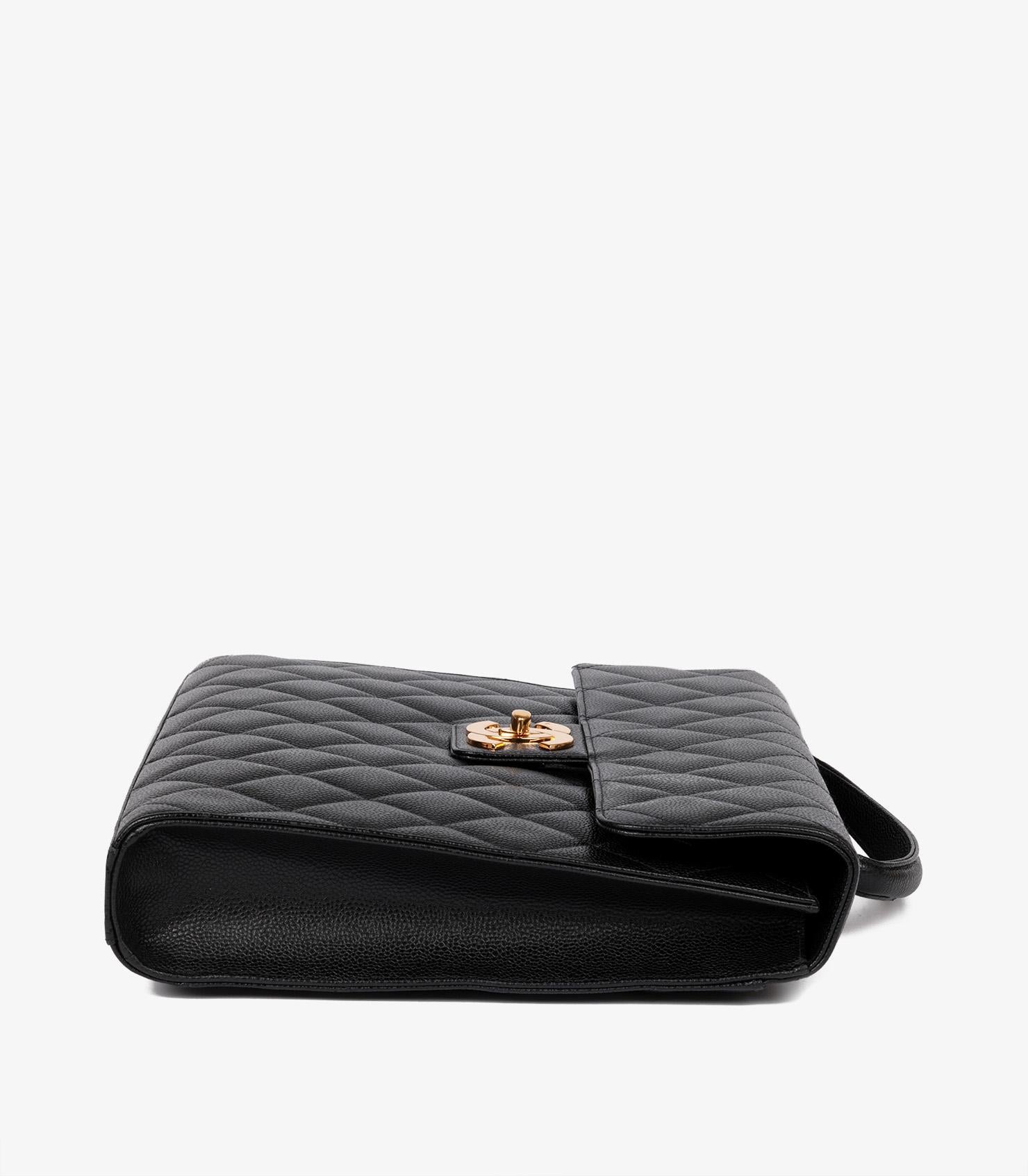 Chanel Black Quilted Caviar Leather Vintage Jumbo XL Classic Briefcase Negro en venta