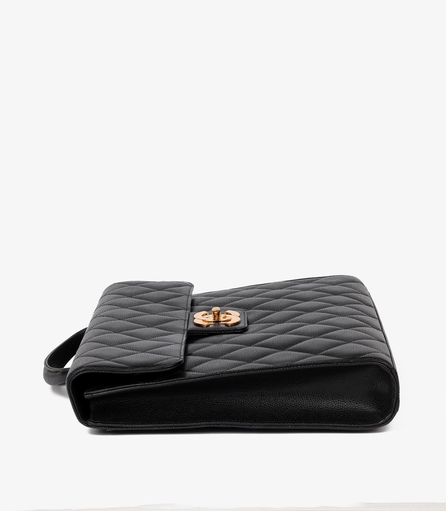 Chanel Black Quilted Caviar Leather Vintage Jumbo XL Classic Briefcase en Excelente estado para la venta en Bishop's Stortford, Hertfordshire