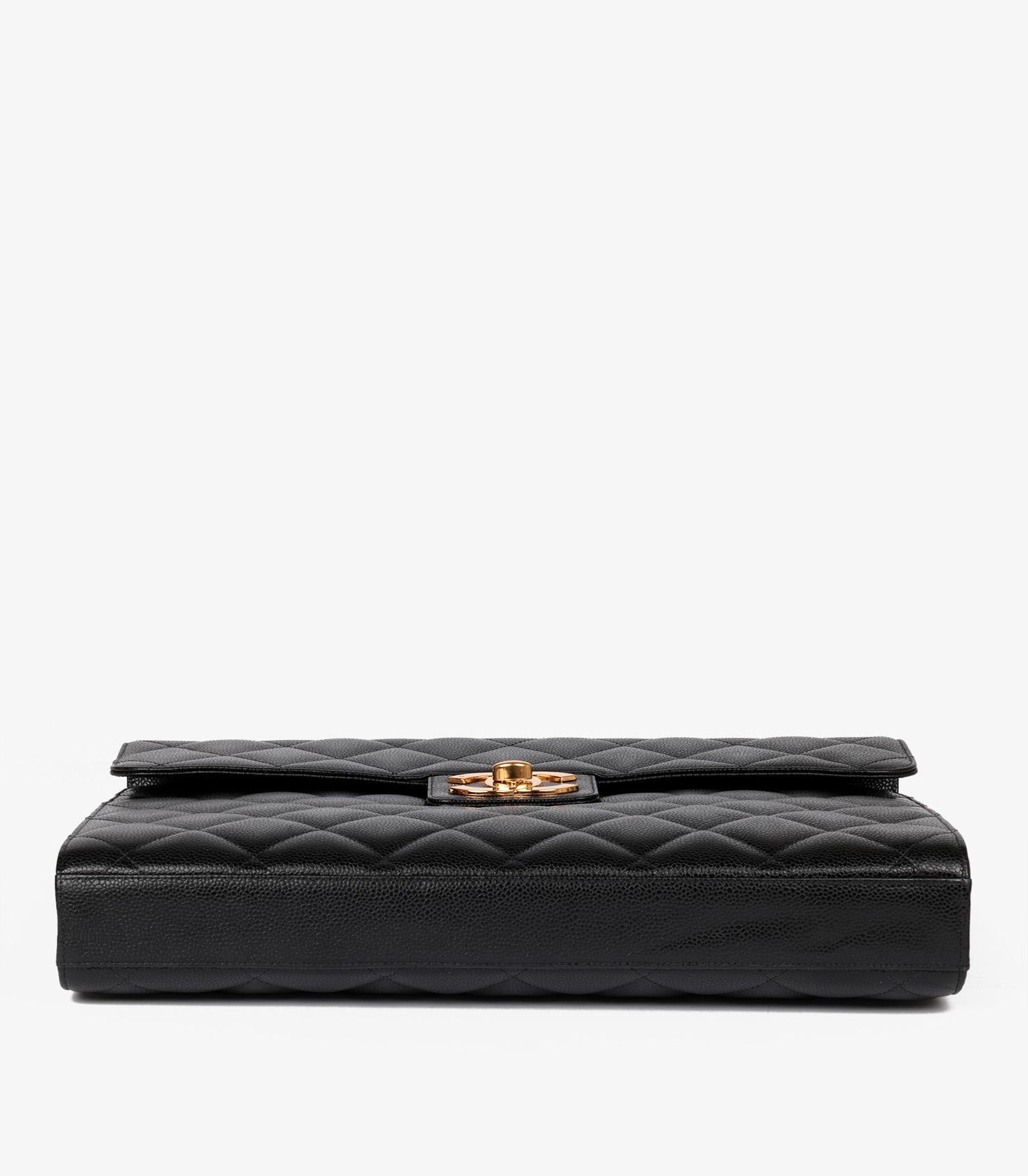 Chanel Black Quilted Caviar Leather Vintage Jumbo XL Classic Briefcase en venta 1
