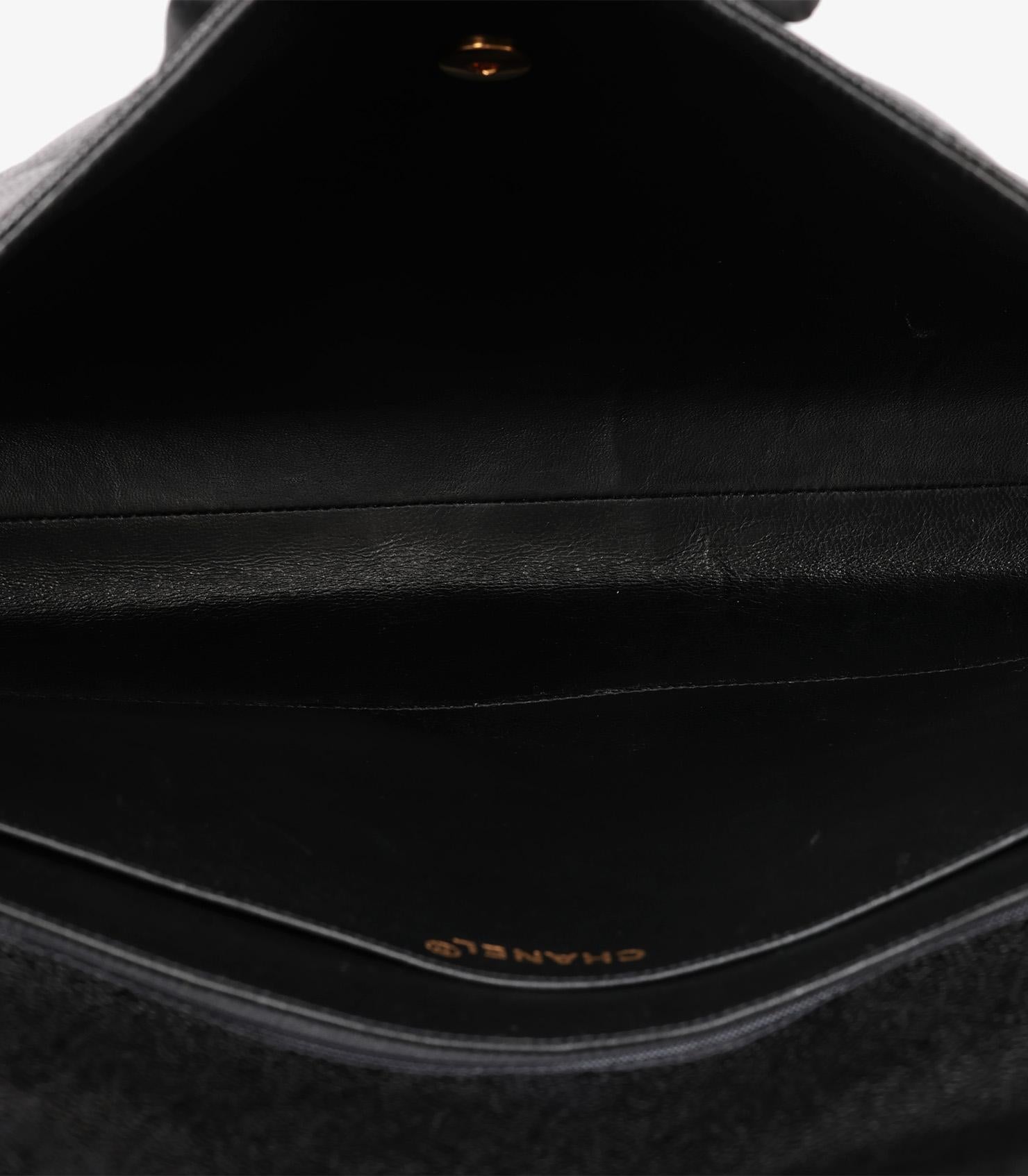 Chanel Black Quilted Caviar Leather Vintage Jumbo XL Classic Briefcase en venta 4