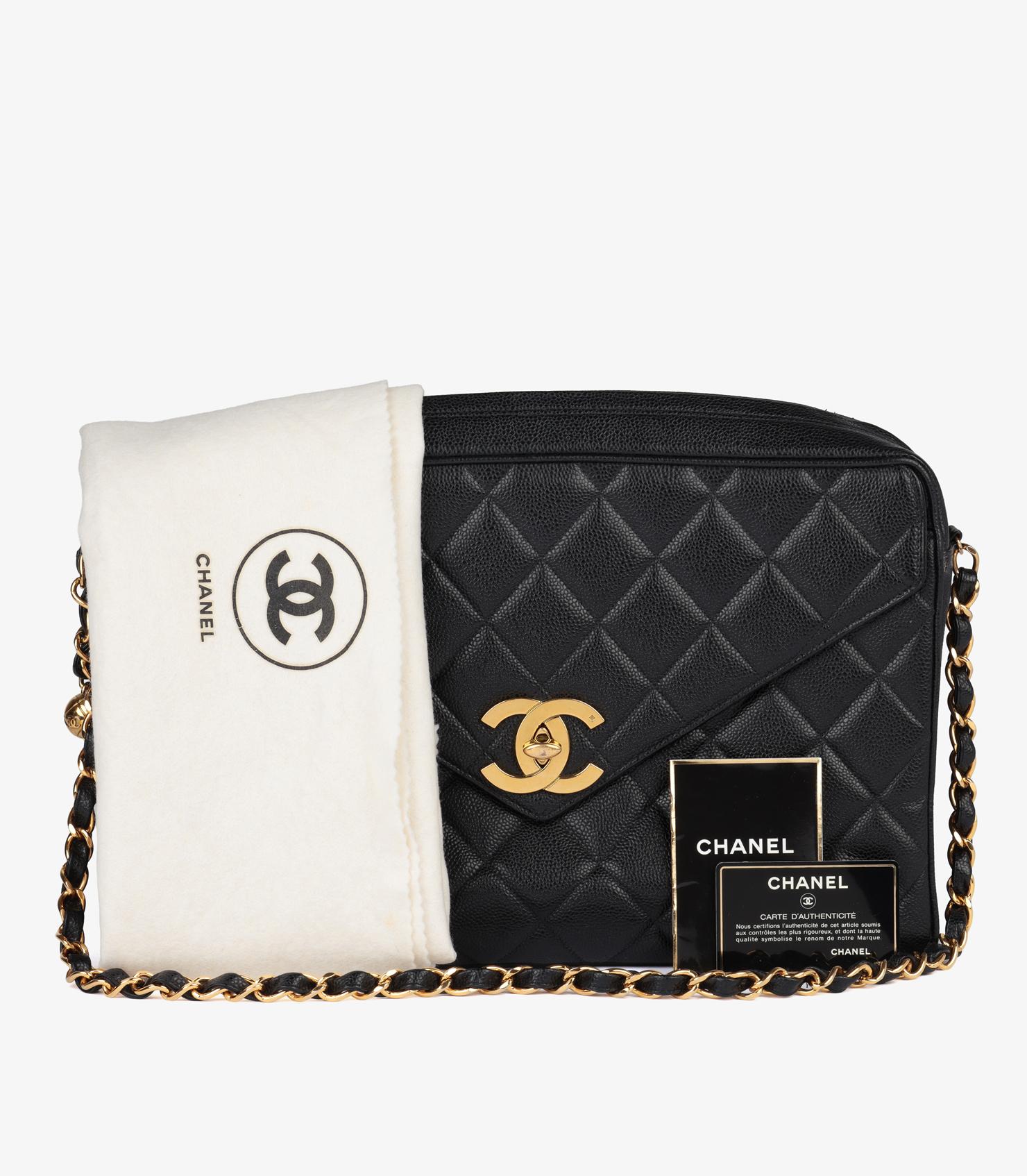 Chanel Schwarz gesteppt Kaviar Leder Vintage Maxi Jumbo XL Kameratasche im Angebot 7