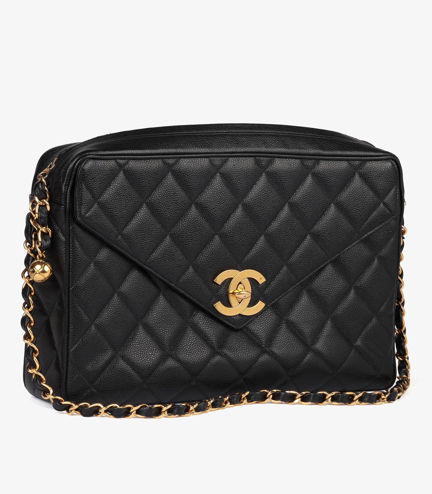 Chanel Schwarz gesteppt Kaviar Leder Vintage Maxi Jumbo XL Kameratasche im Zustand „Hervorragend“ im Angebot in Bishop's Stortford, Hertfordshire